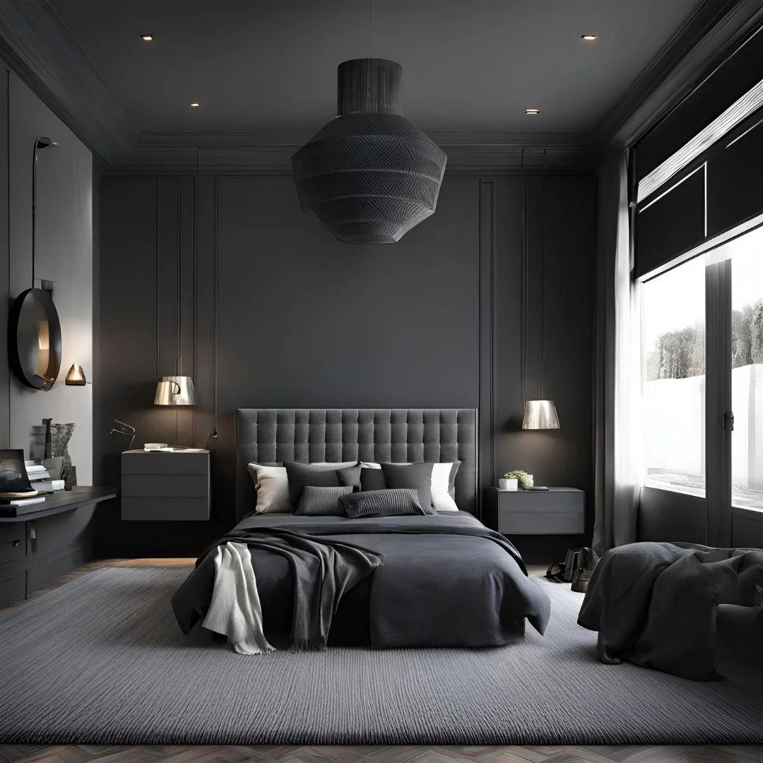 Black And Dark Grey Bedroom Ideas