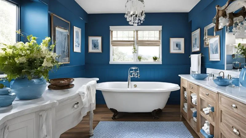 blue bathroom decor