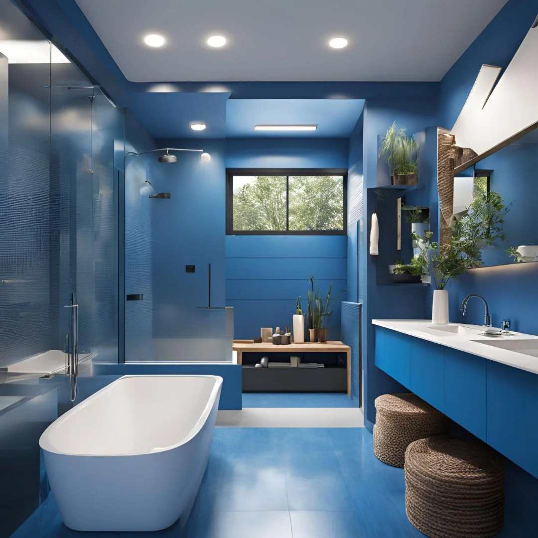small blue bathroom decor