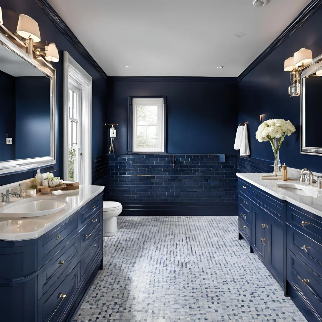 navy blue bathroom decor