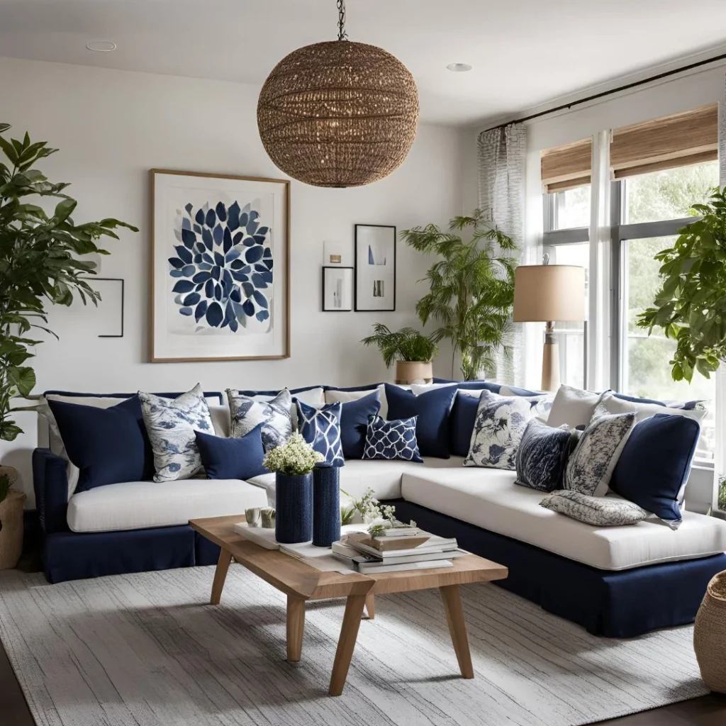 Navy Blue and White Living Room Ideas