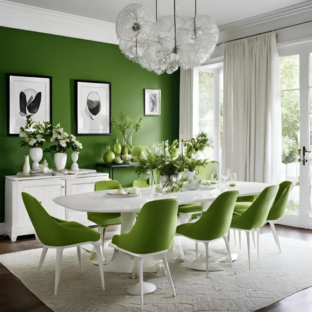 green and white dining room ideas