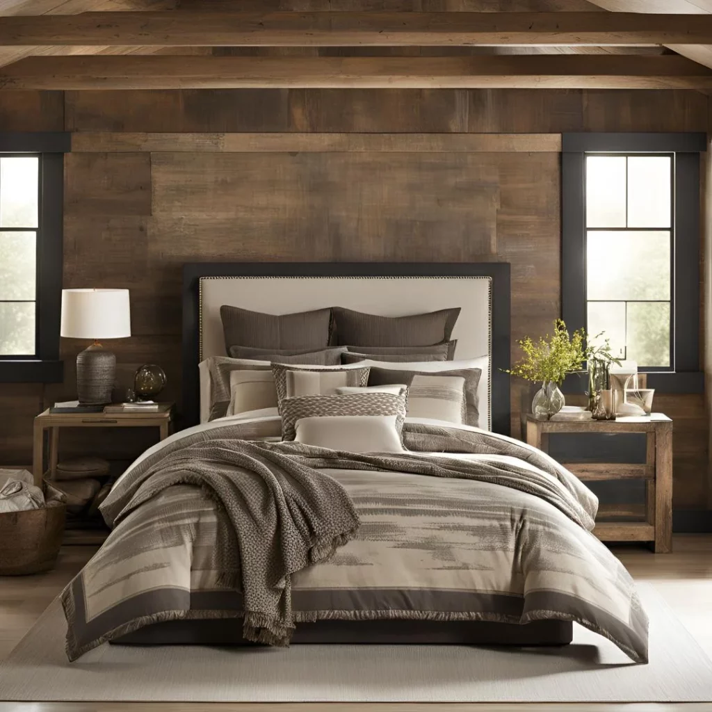 modern rustic bedroom bedding